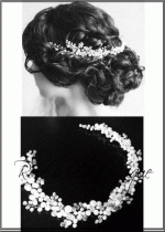Сватбена украса за коса - диадема с перли и кристали Perfect White